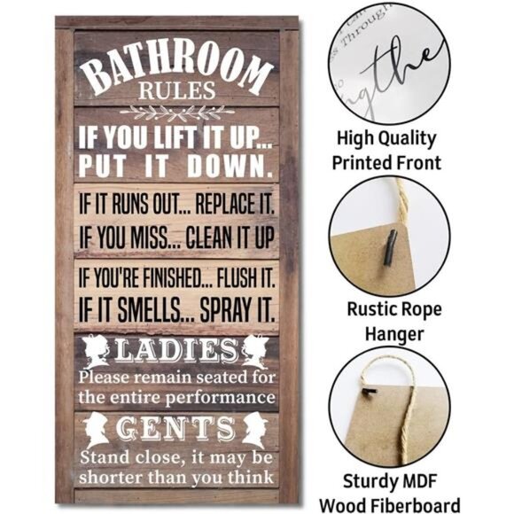 Rustic Bathroom Decor, Western Bathroom Decor, Funny Bathroom Signs Wall Decor - Picture 5 of 6
